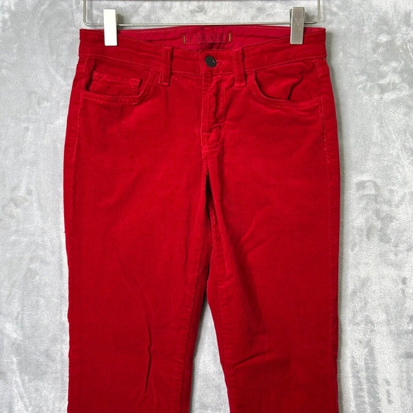 J Brand Zoey Pant Womens 25 Great Red Skinny Corduroy Ankle Zip Stretch Low Rise - Picture 2 of 13